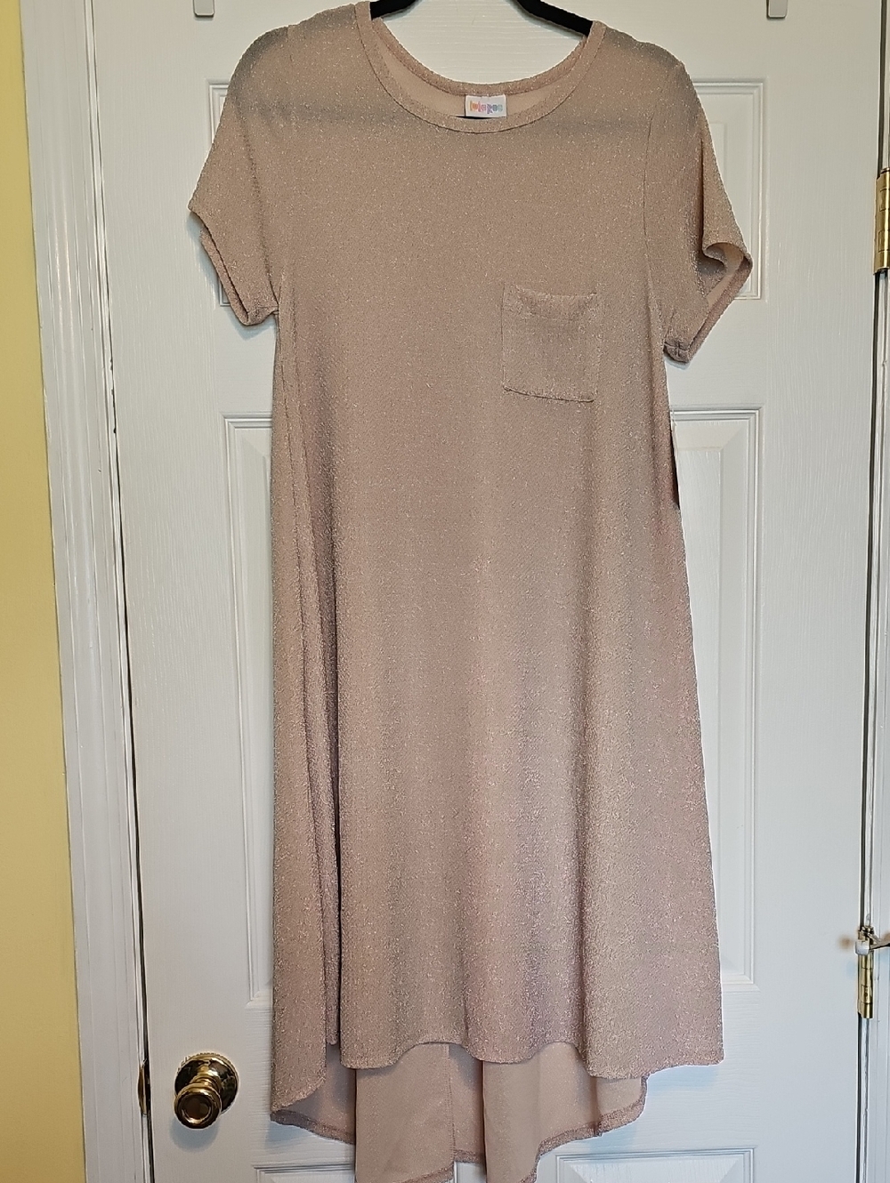 LuLaRoe Light Beige Shimmer High-Low Pocket Dress